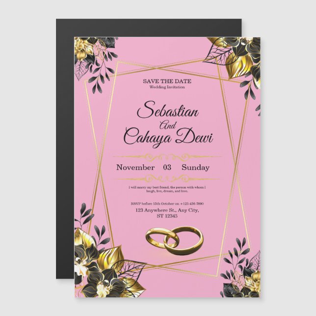 Elegant Wedding Invitation Card (Devant / Derrière)