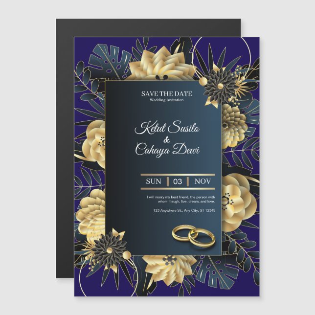 Elegant Wedding Invitation Card (Devant / Derrière)