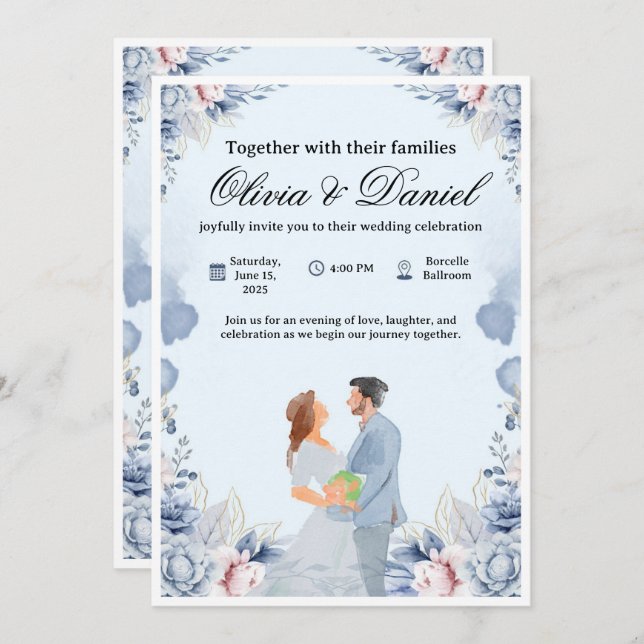 Elegant Wedding Invitation – Customizable & Modern (Devant / Derrière)