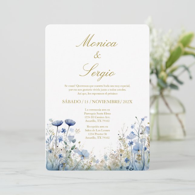 Elegant Wedding Invitation in Spanish (Debout devant)