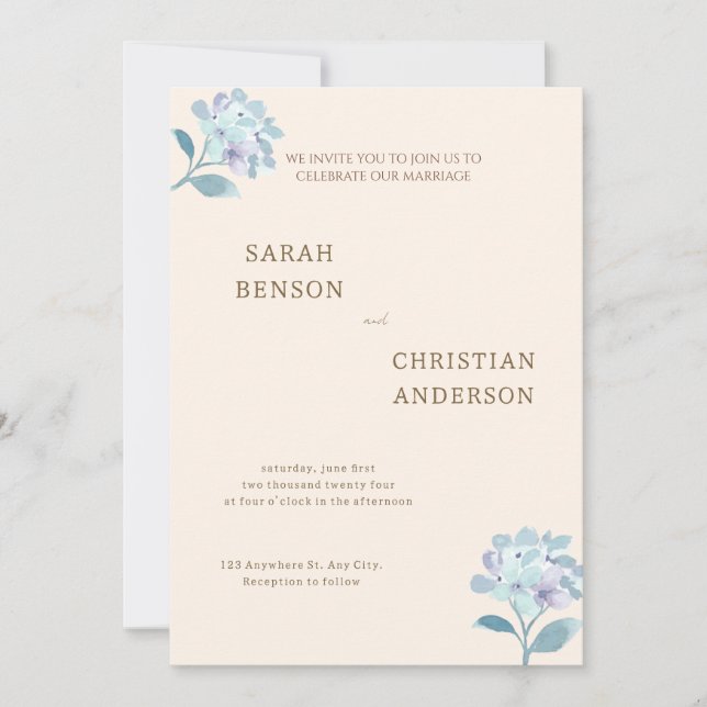 Elegant Wedding Invitation with Floral Design (Devant)