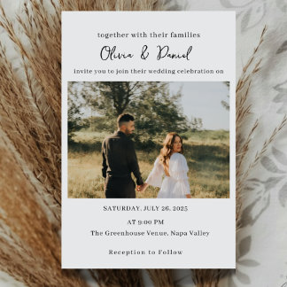 Elegant Wedding Invitation with Photo