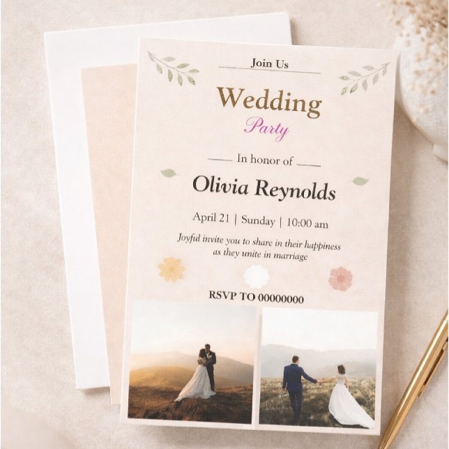 Elegant Wedding Party Invitation with Photo (Créateur téléchargé)