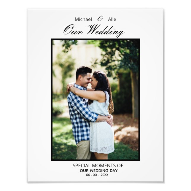 Elegant Wedding Photo Enlargement Wall Art Print (Devant)