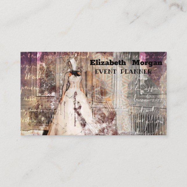 Élégant wedding planner carte de visite noir (Devant)
