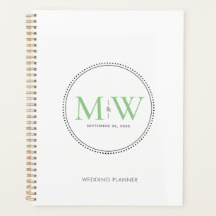 Élégant Wedding planner de monogramme vert