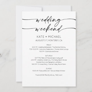 Elegant Wedding Weekend Itinerary Invitation