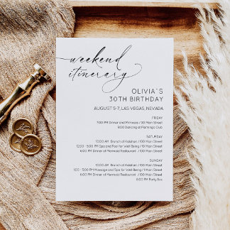 Elegant Weekend Birthday Itinerary Invitation