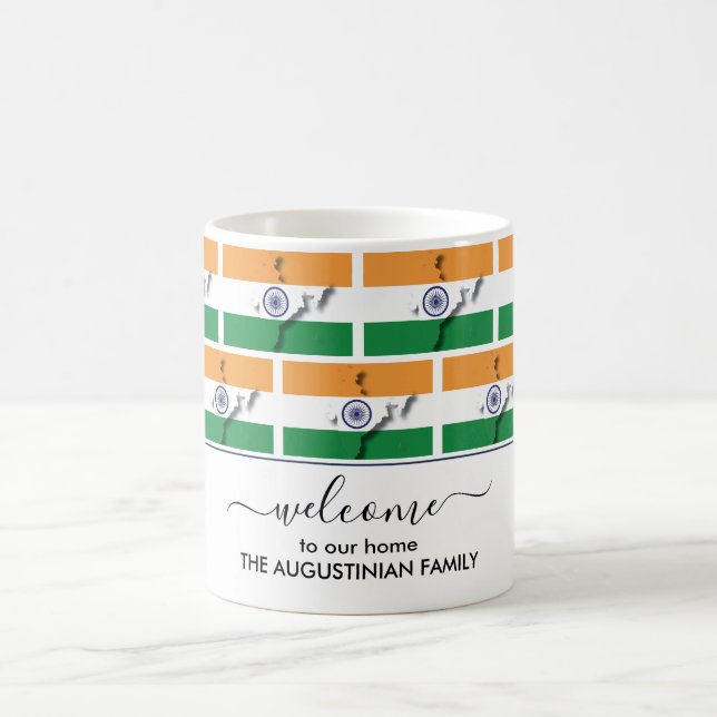 Élégant Welcome INDIA FLAG Coffee Mug (Centre)