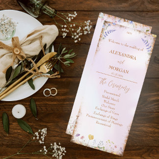 Élégant Whimsical Wildflower Pink Plat Programme