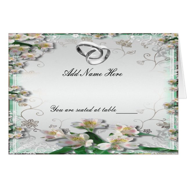 Elegant White Floral Folded Table Place Card (Devant Horizontal)