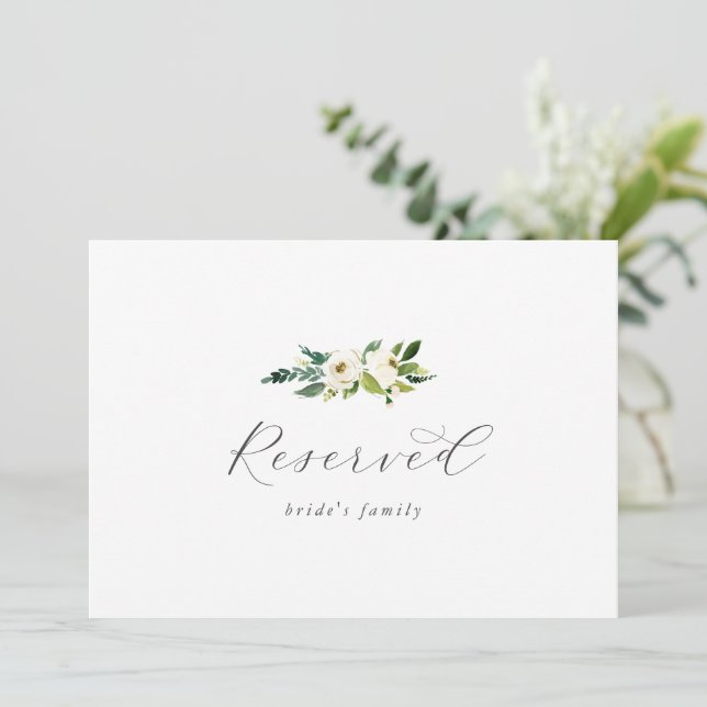 Elegant White Floral Reserved Sign (Debout devant)