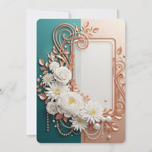 Elegant White Floral Rose Gold Frame (Devant)
