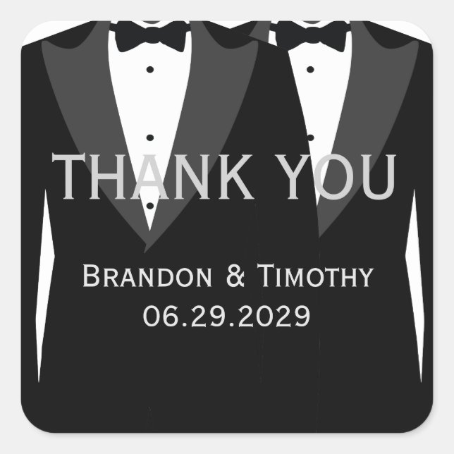 Elegant White Gay Wedding Favor Stickers (Devant)