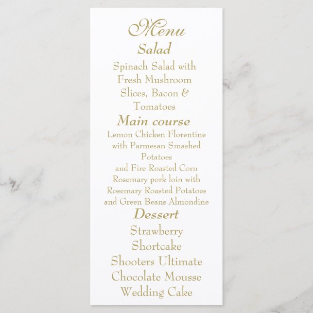 Elegant White & Gold Menu card (Devant)