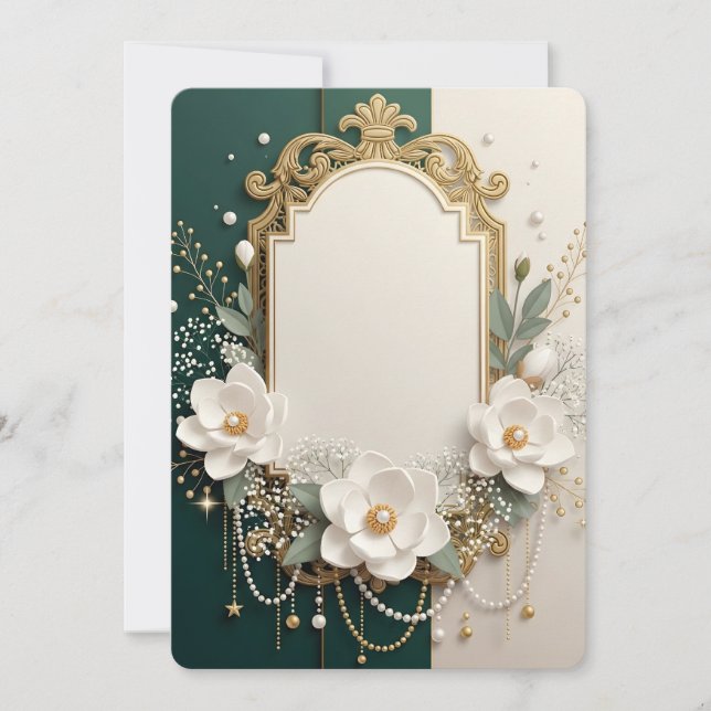 Elegant White Magnolia & Gold Ornate Frame (Devant)