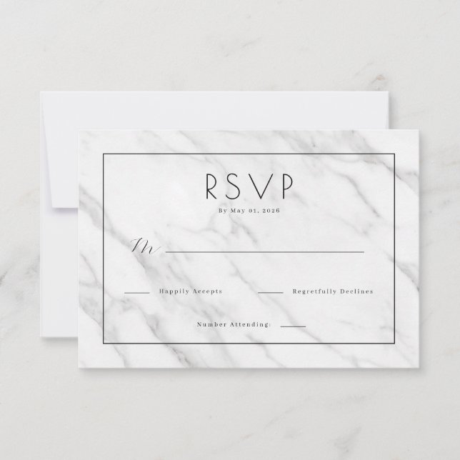 Elegant White Marble RSVP (Devant)