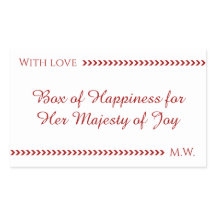 Elegant White & Red “Box of Happiness” Sticker