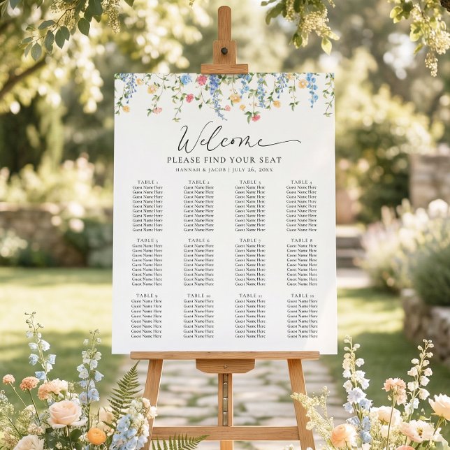 Elegant Wildflower Wedding Seating Chart Poster (Créateur téléchargé)