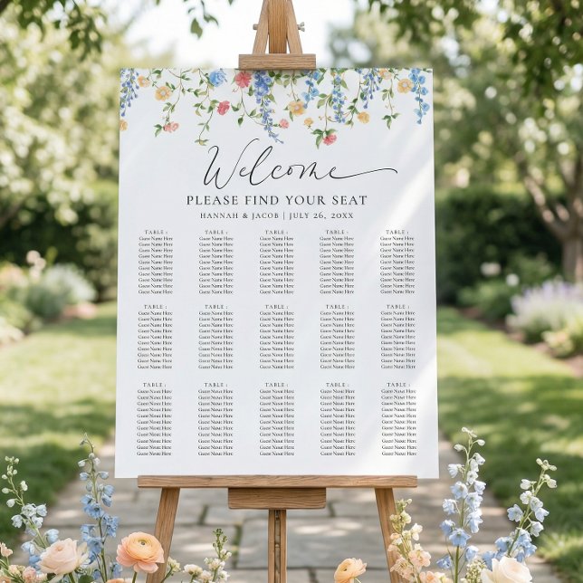 Elegant Wildflower Wedding Seating Chart Poster (Créateur téléchargé)