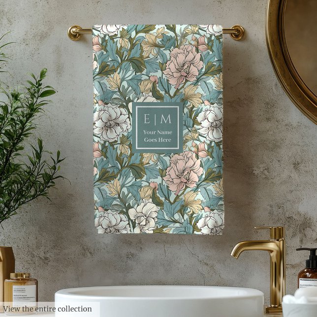 Elégant William Morris Style Soft Pastel Floral (Elegant William Morris Style Soft Pastel Floral Bath Towel Set)