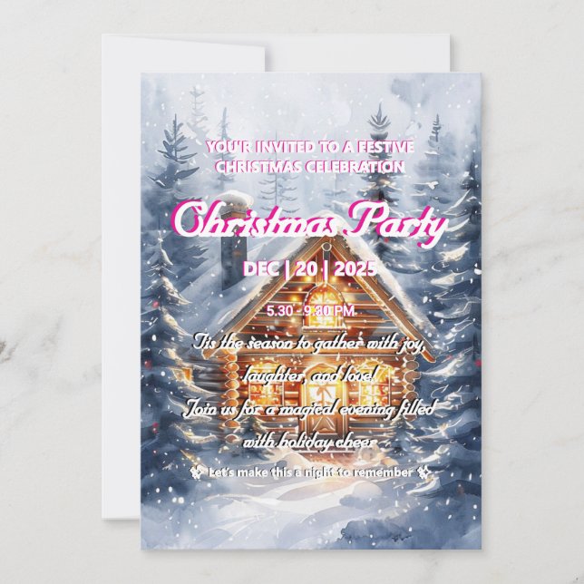 Elegant Winter Cabin Christmas Party Invitation (Devant)