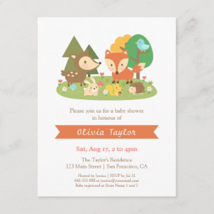Élégant Woodland Animal Baby Shower Invitations