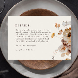 Elegant Woodland Fall Floral Mariage Détails Carte