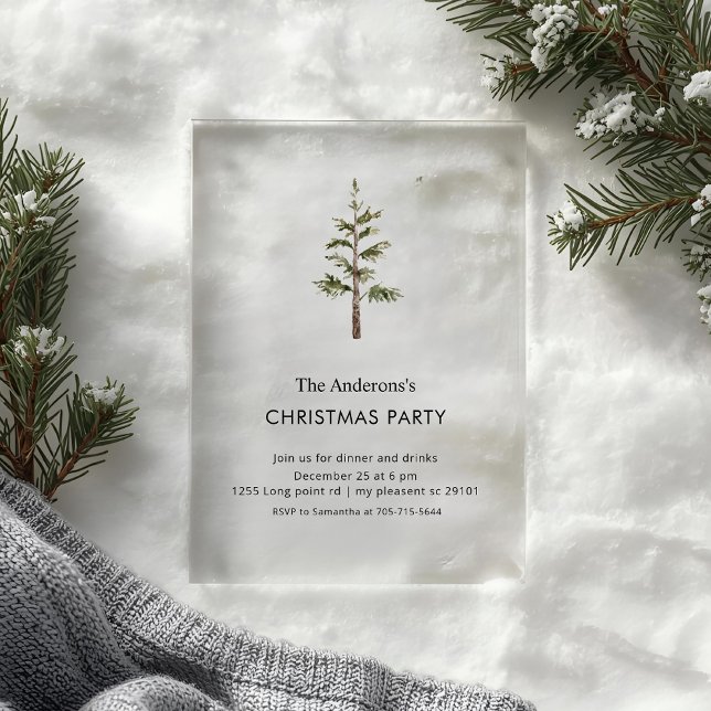Elegant Wreath Christmas Party  Acrylic Invitation (Créateur téléchargé)