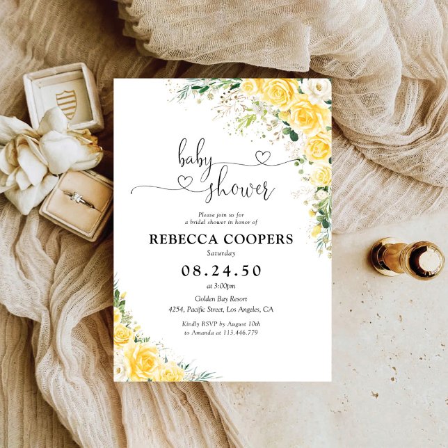 Elegant Yellow Baby Shower Invitation (Créateur téléchargé)