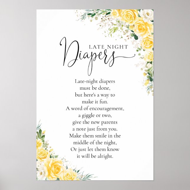 Elegant Yellow Baby Shower Poster (Devant)