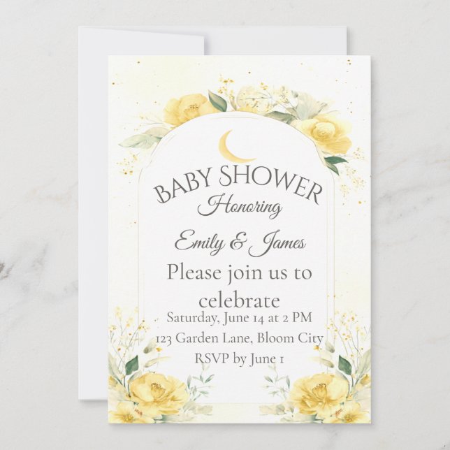 Elegant Yellow Daffodil Baby Shower Invitation (Devant)