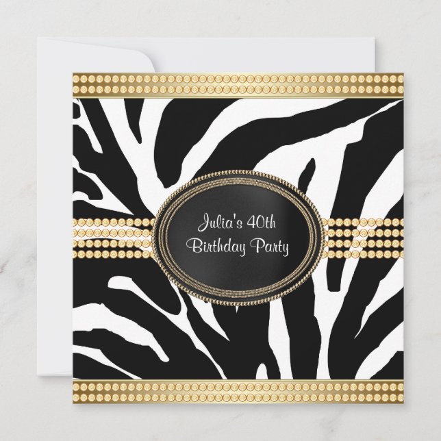 Elégant Zebra Anniversaire Invitations (Devant)