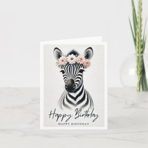 Elégant Zebra avec la carte d'anniversaire de la c