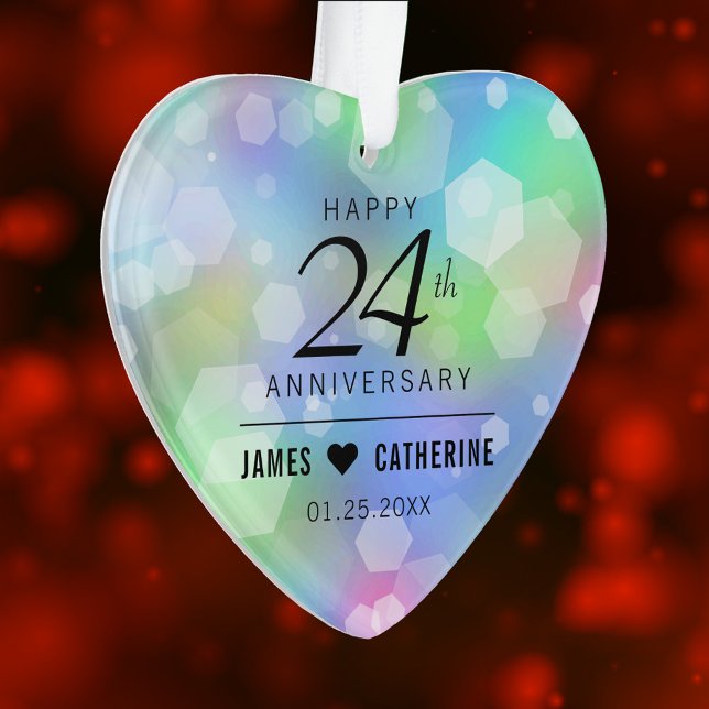 Élégante 24e anniversaire du Mariage Opal (Elegant 24th Opal Wedding Anniversary Acrylic Ornament Cover Photo.)