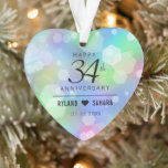 Élégante 34e anniversaire du Mariage Opal<br><div class="desc">Célébrez le 34ème anniversaire du mariage opal avec ce décor élégant ! Un élégant lettrage noir avec des confettis hexagonaux sur un arrière - plan opal iridescent ajoute une touche mémorable pour cette occasion spéciale et cette étape extraordinaire. Personnalisez avec le nom du couple et la date du mariage. Reverse...</div>