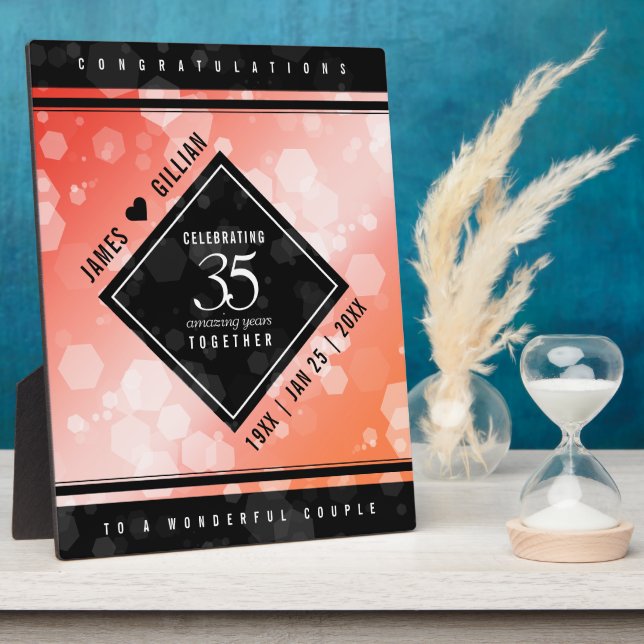 Elégante 35ème Plaque du Mariage Coral Anniversair (Côté)