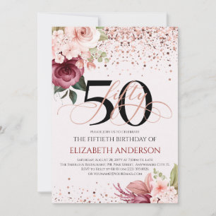 Elégante 50ème invitation à fêter l'anniversaire