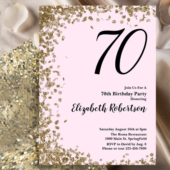 Élégante 70e Invitation Anniversaire Séquins d'or  (Créateur téléchargé)