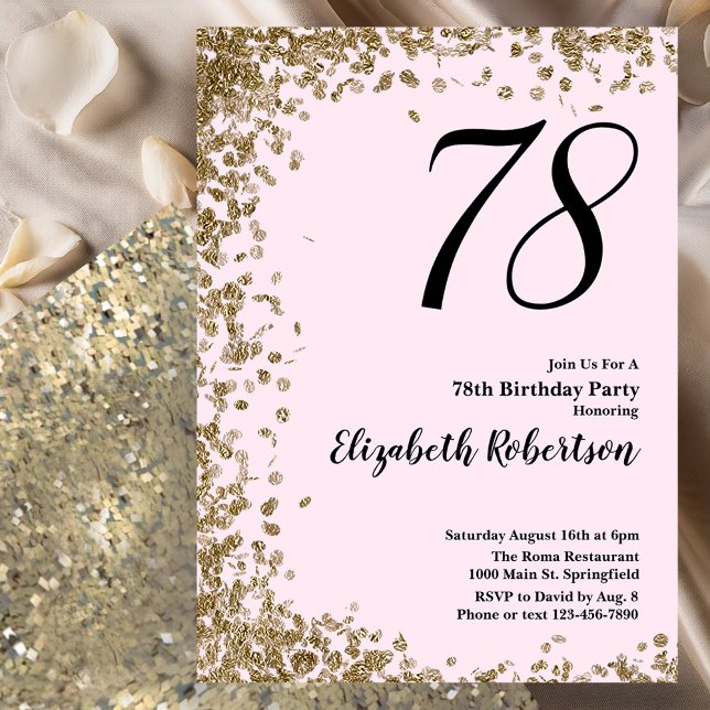 Élégante 78e Invitation Anniversaire Séquins d'or  (Créateur téléchargé)
