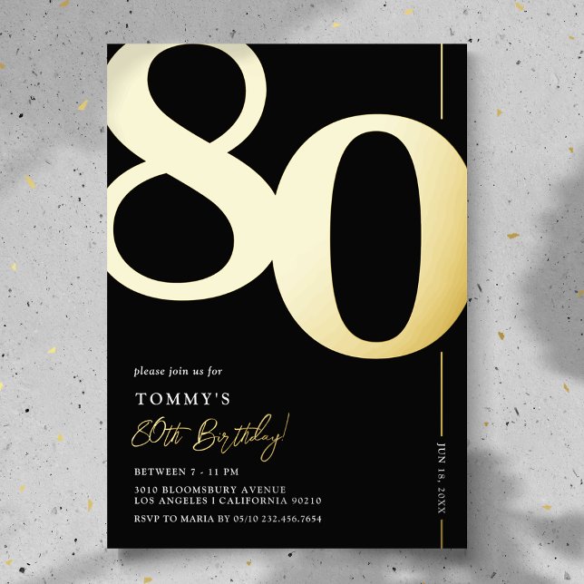 Elégante 80e anniversaire Foil Invitation (Créateur téléchargé)