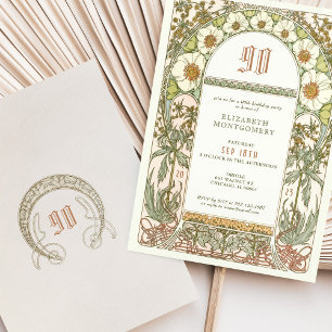 Elégante 90e anniversaire Invitation Art Nouveau M