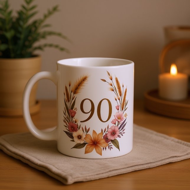 Elégante 90ème Anniversaire Mug pour grand-mère -  (Créateur téléchargé)