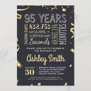 Élégante 95e anniversaire Invitation Parties scint