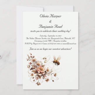 Elégante abeille et Faire-part de mariage floral