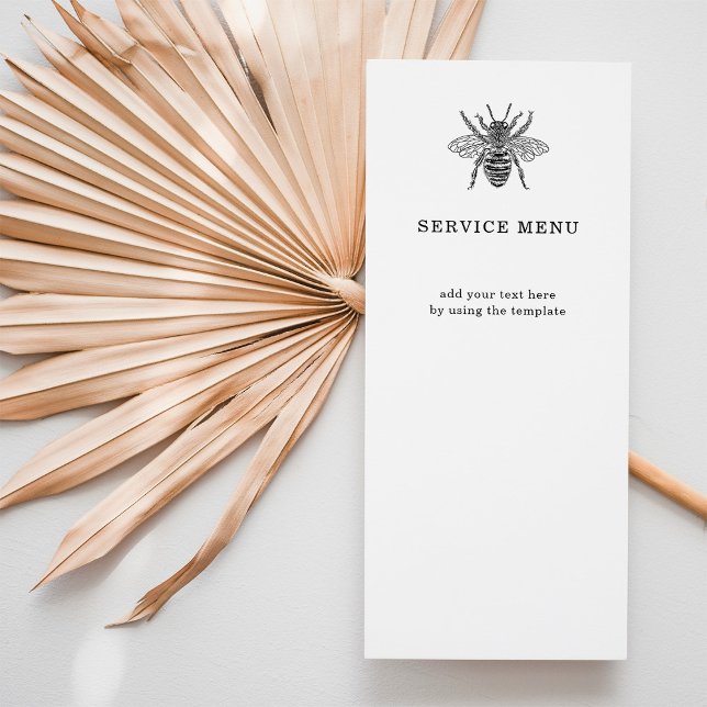 Elégante abeille Vintage | Menu Services professio (Elegant vintage bee business service menus)