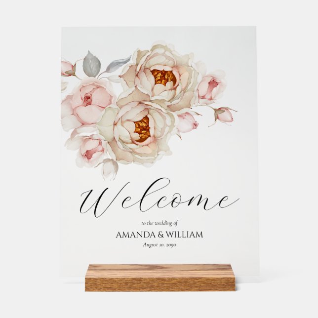 Élégante acrylique Mariage Affiche de bienvenue (Recto)