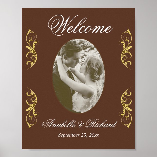 Élégante affiche d'Affiche de bienvenue de mariage (Devant)