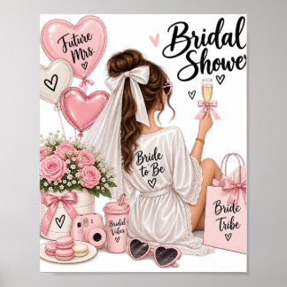 Élégante Affiche de Baby Shower de Mariage Rose –