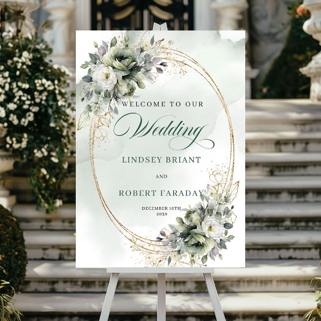 Élégante Affiche de Bienvenue à la Flore Aquarelle (Elegant Watercolor Greenery Welcome Poster)